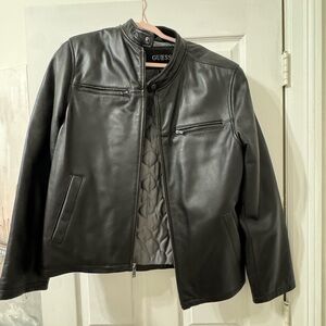 GUESS Men Genuine Leather Jacket